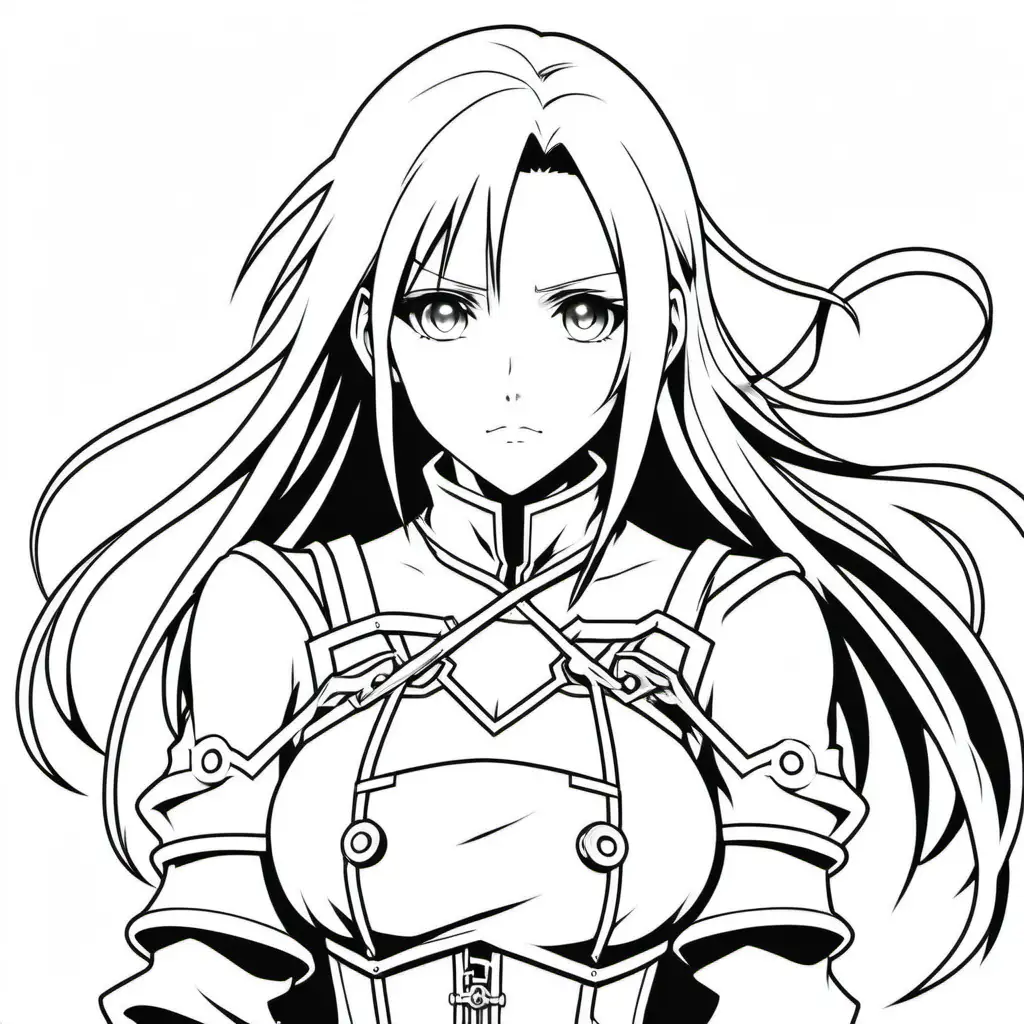 coloring book page, black and white line art, anime girl in the style of fullmetal alchemist
