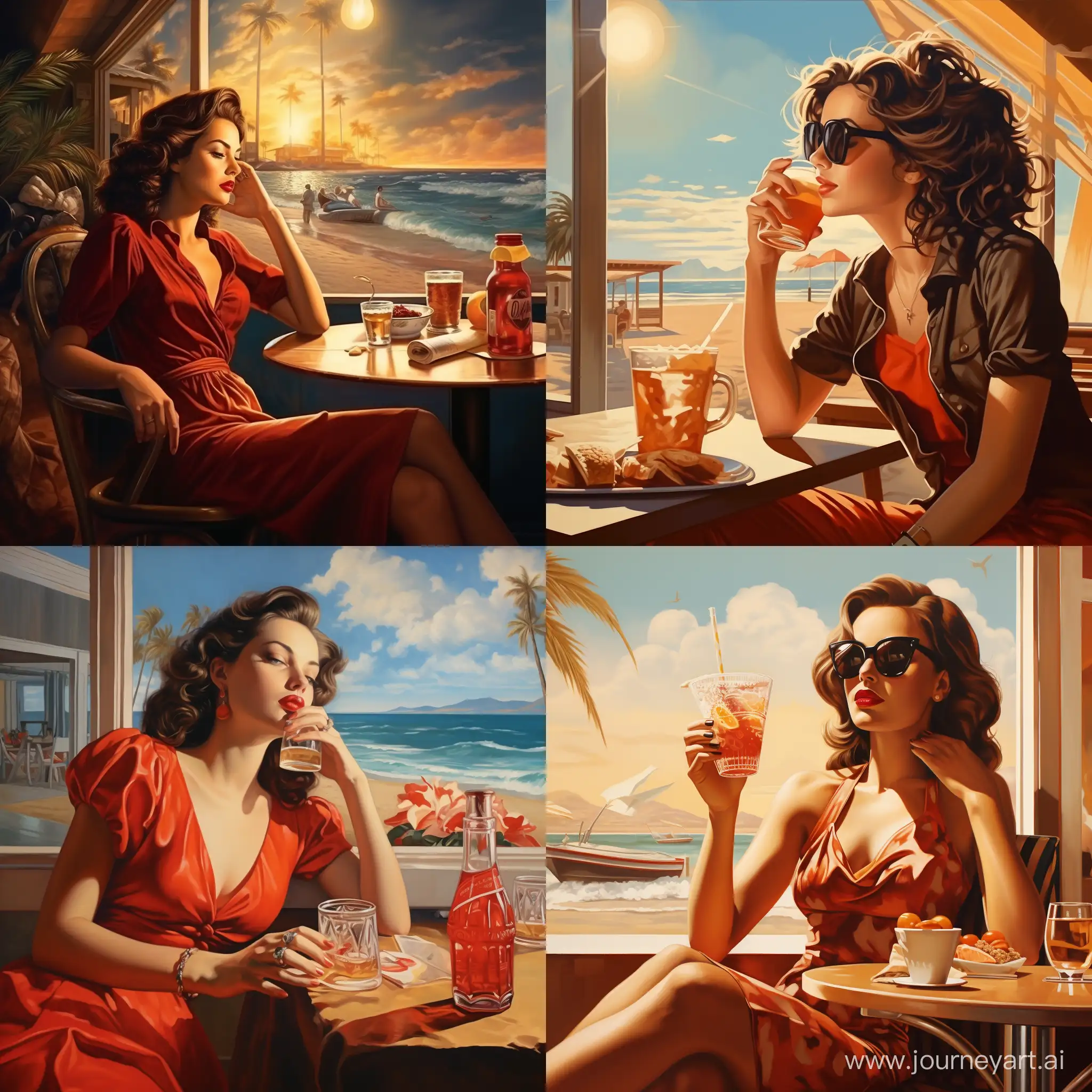 Woman-with-Beautiful-Hands-Enjoying-Cola-in-Beachside-Cafe