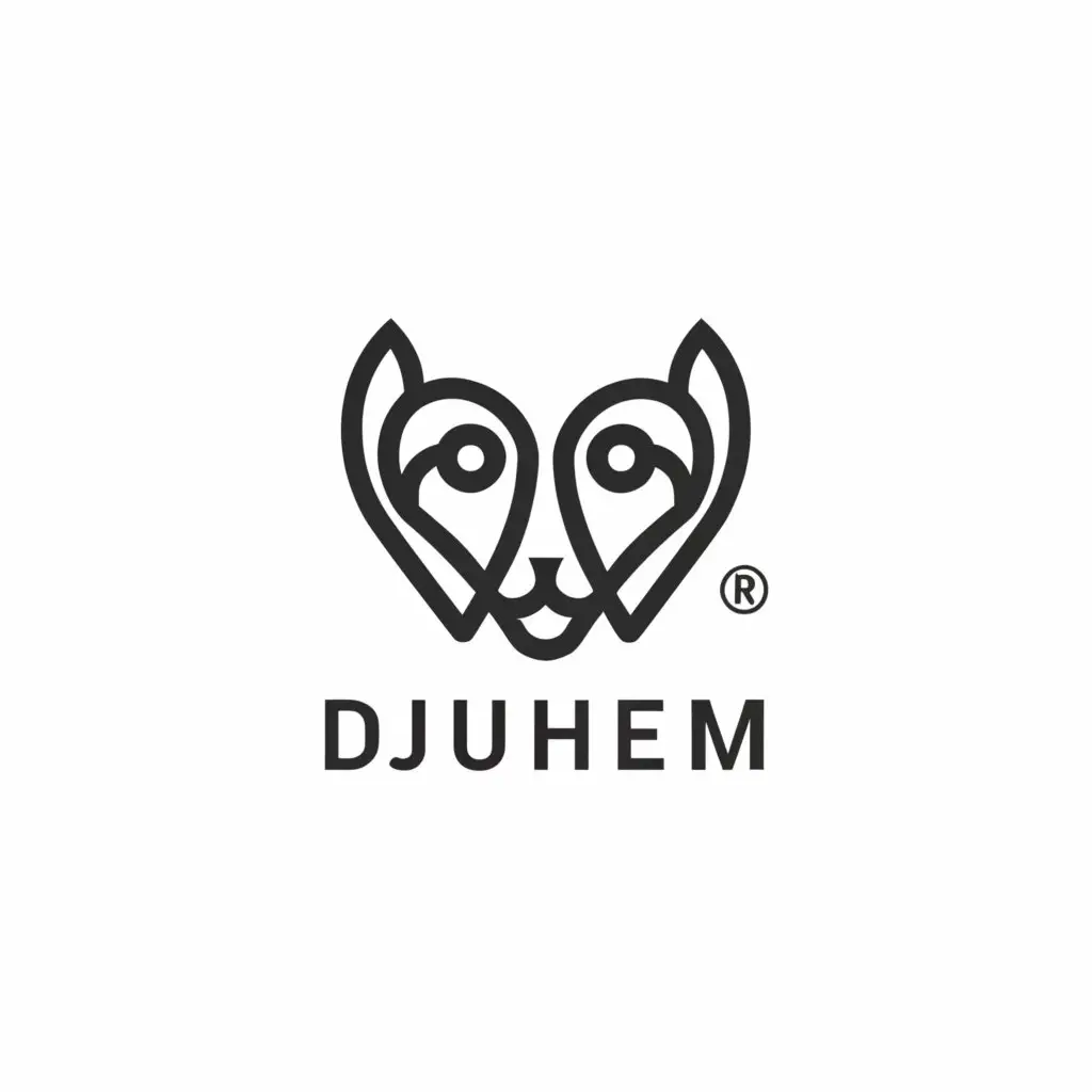 a logo design,with the text "Djurhem", main symbol:cat and dog heads,Moderate,be used in Nonprofit industry,clear background