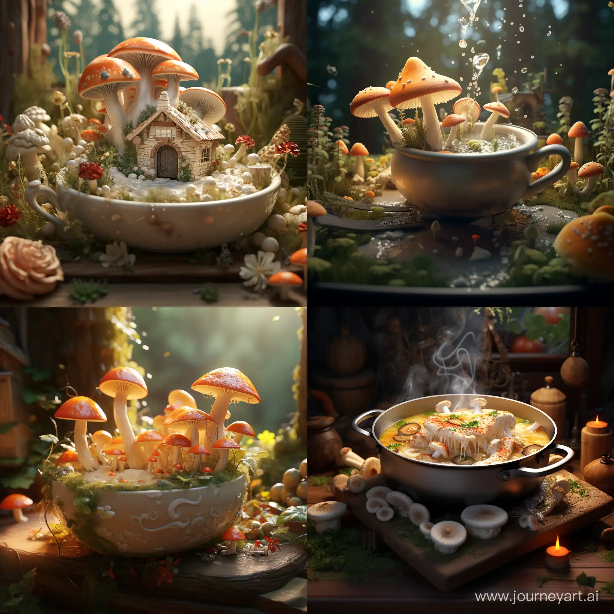 Soup with champignons :: 3d animation 