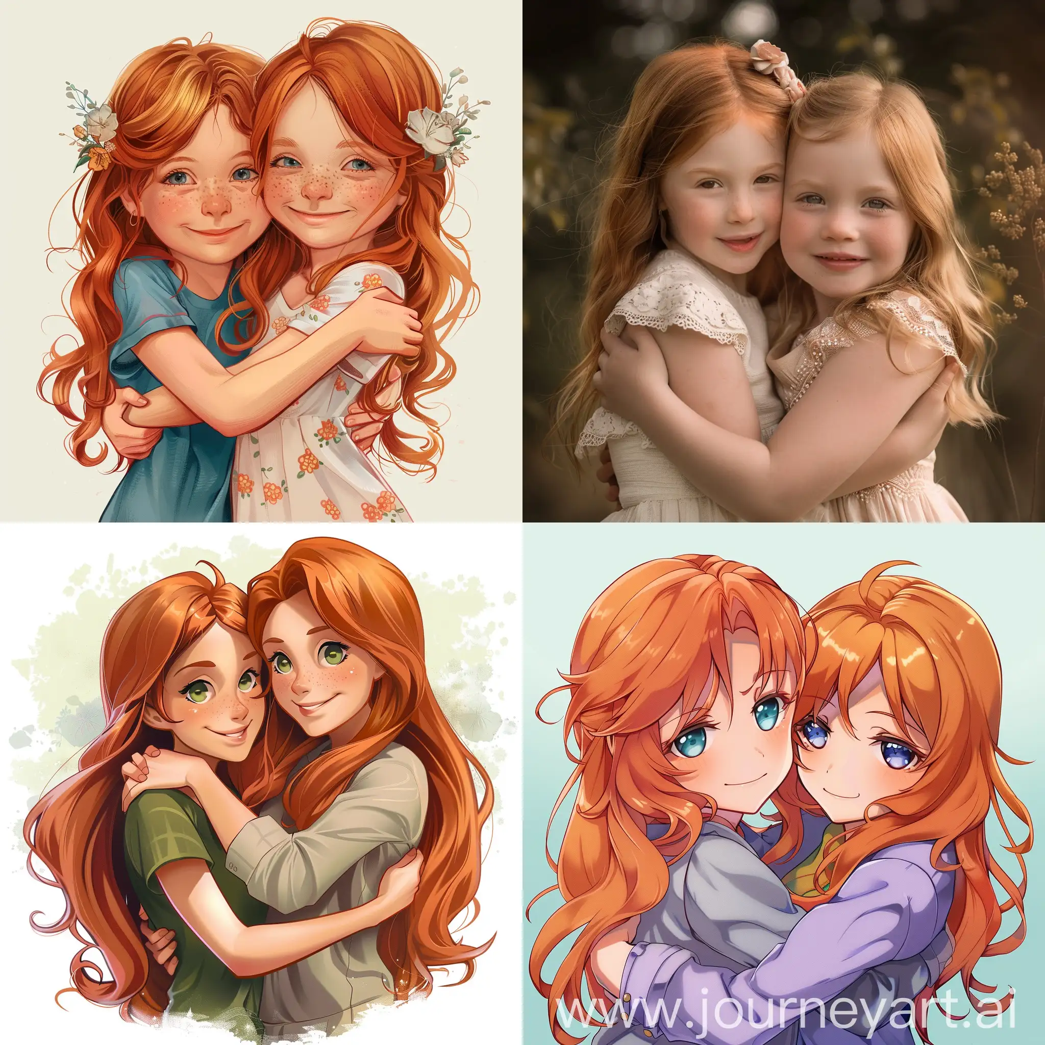 Adorable-Redheaded-Sisters-Embracing-in-Affectionate-Gesture