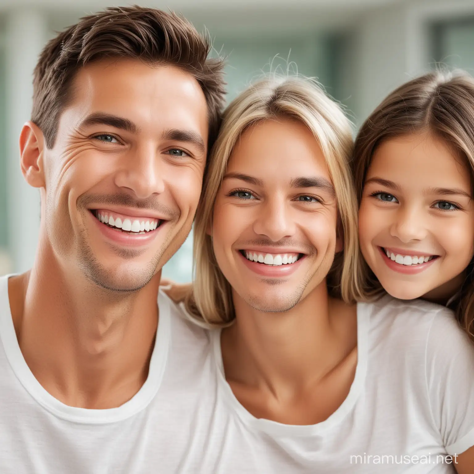 Happy Family Smiling Together with Bright White Teeth