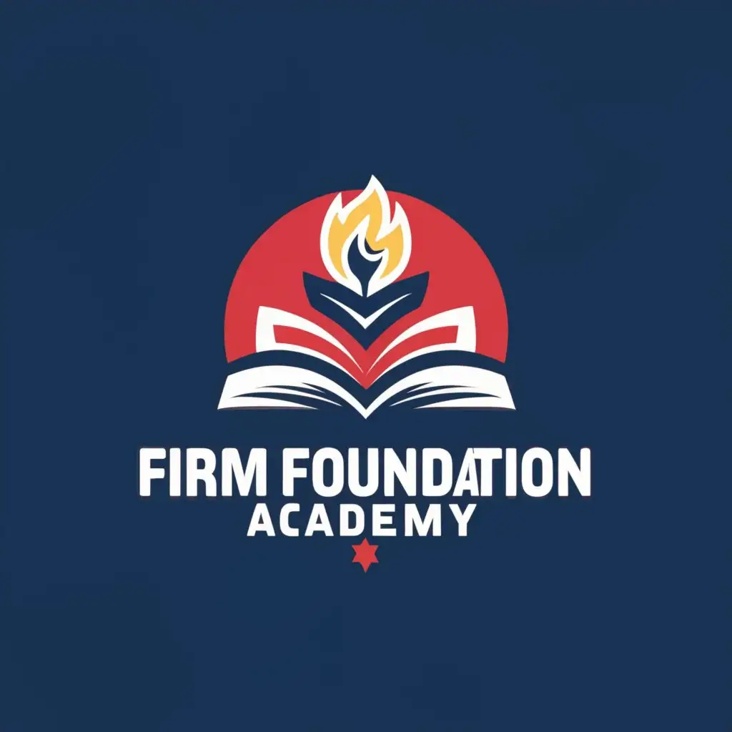 a logo design,with the text "Firm Foundation Academy", main symbol:College Logo should look like a school badge

royale blue red
,Moderate,clear background