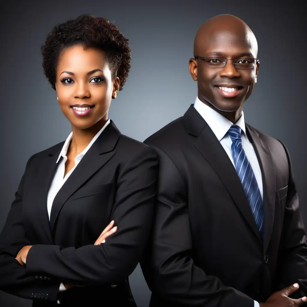 picture of black  executive male and female 