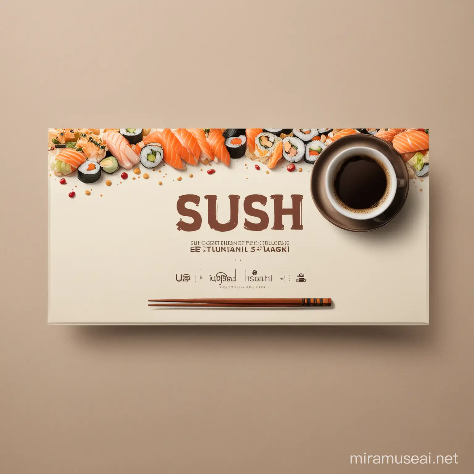 crea un banner de sushi con cafe 