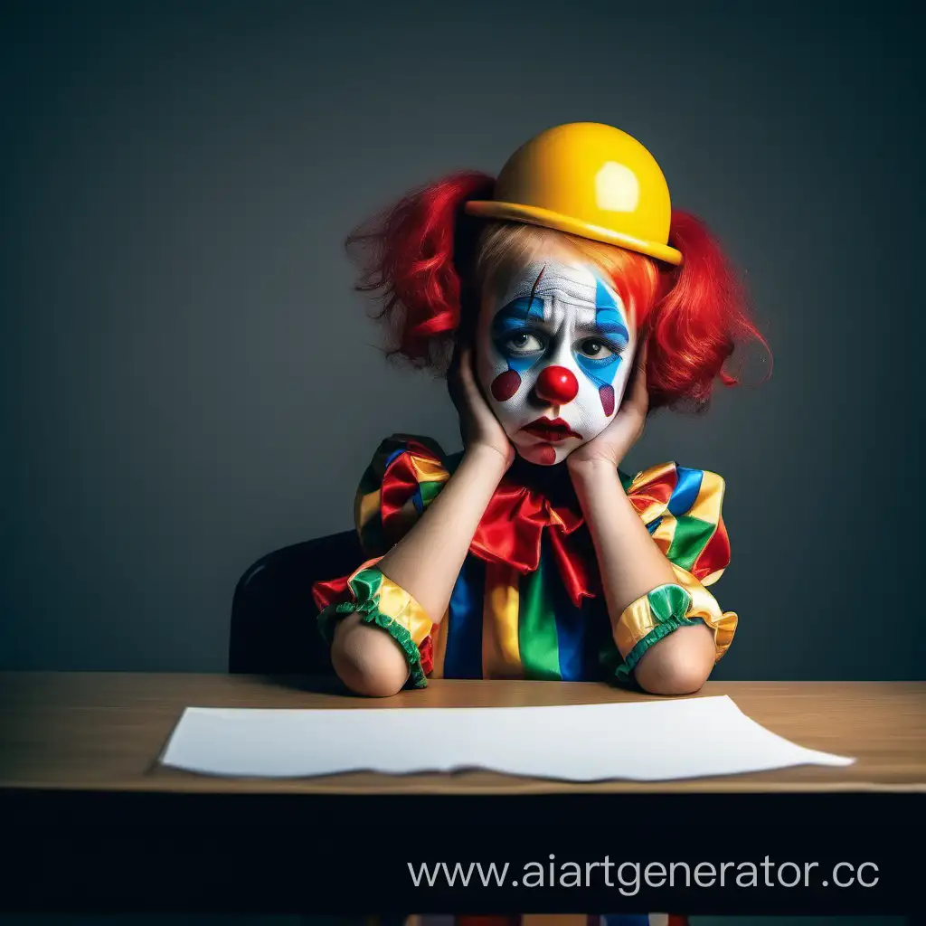 Melancholic-Little-Girl-in-Clown-Costume