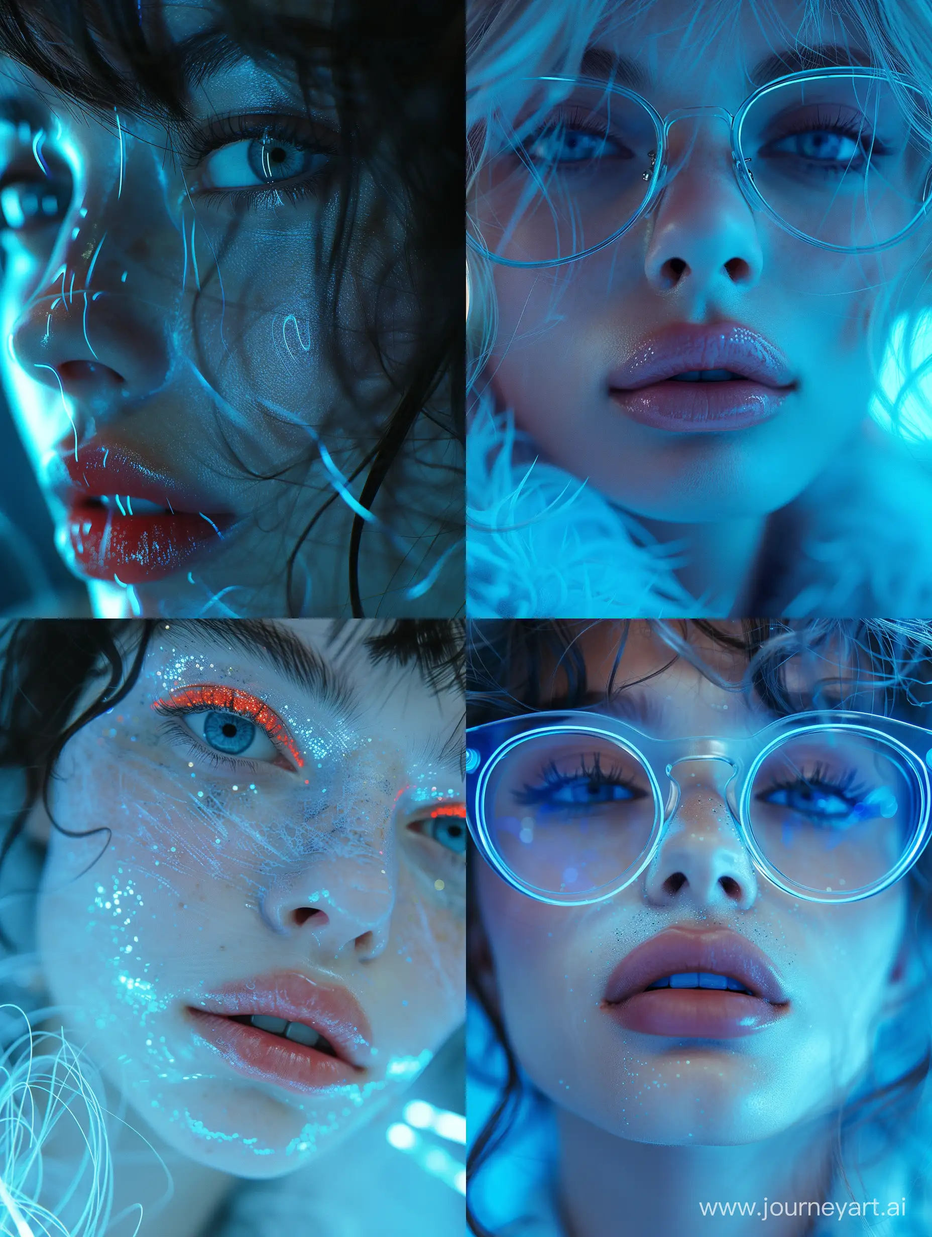 Fantastical-CloseUp-Fashion-Shoot-with-Dramatic-Blue-Light-and-Neon-Effects