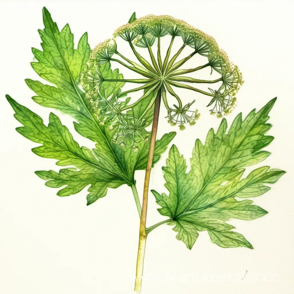  борщевик Сосновского растение, акварельный рисунок