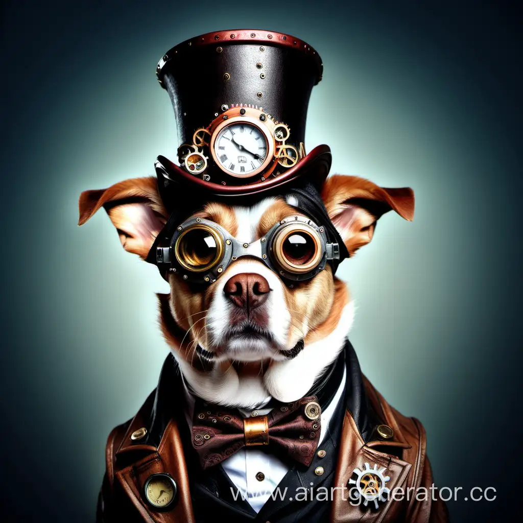 Dog portrait steampunk style 