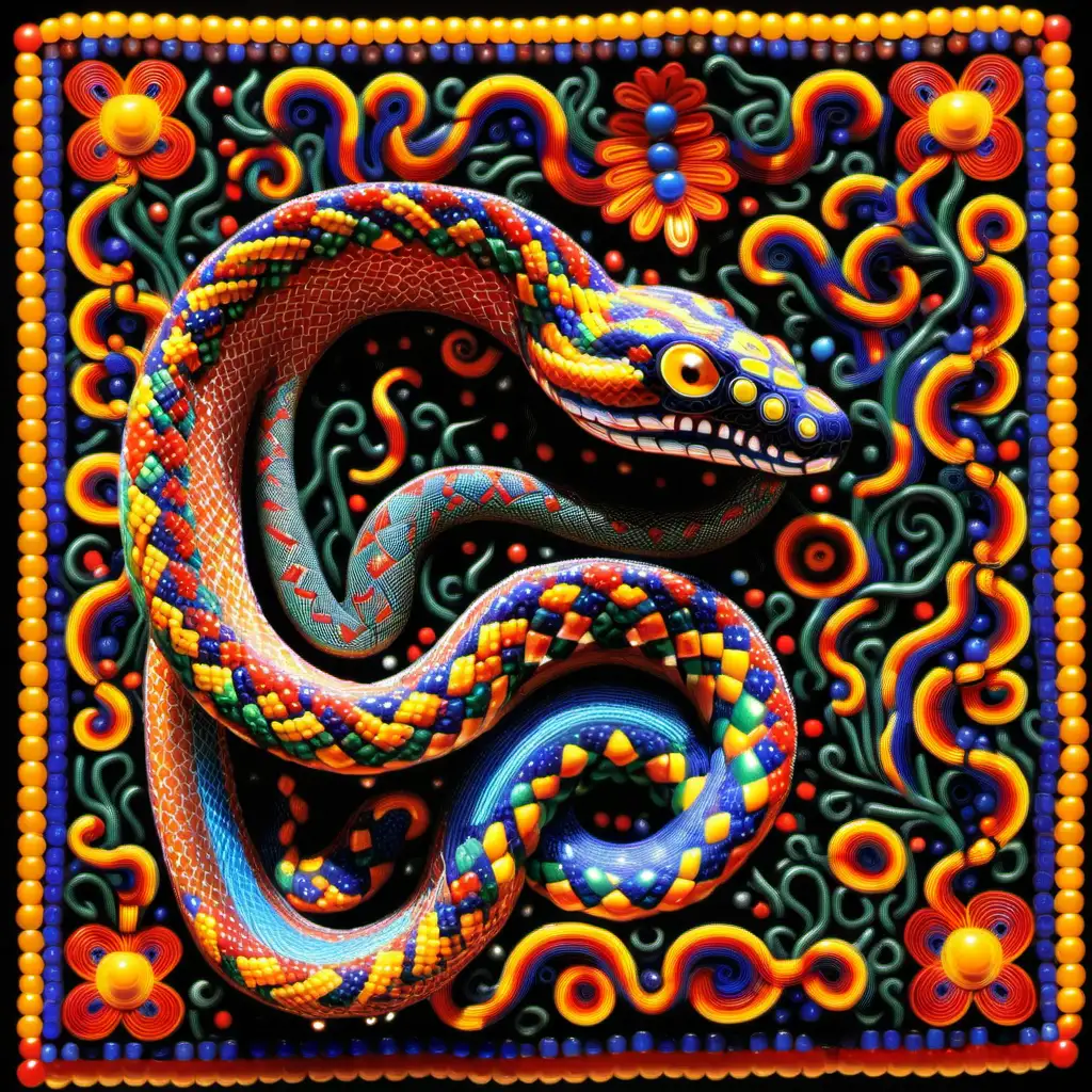 Huichol Snake Bead Art Traditional Craft and Serpent Symbolism