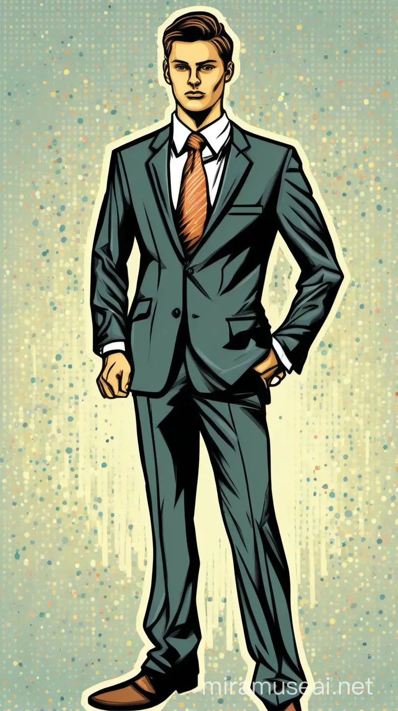 A clipart image of a young self-assured man in suit.