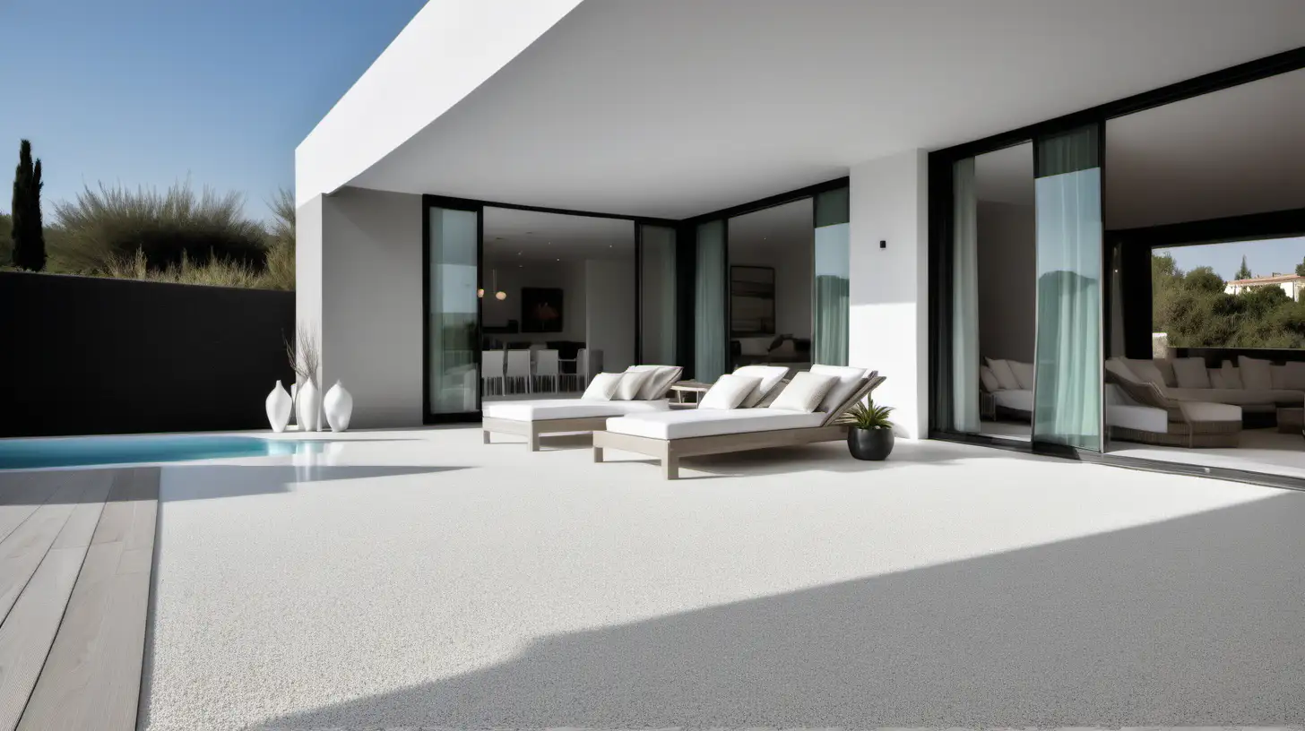 Luxurious Summer Terrace with Pool Elegant Gray Sand and White Granulated Floors