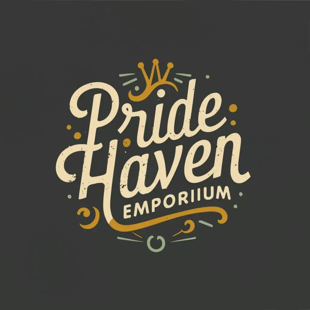 logo, ANYTHING, with the text "PRIDE HAVEN EMPORIUM", typography, be used in Retail industry