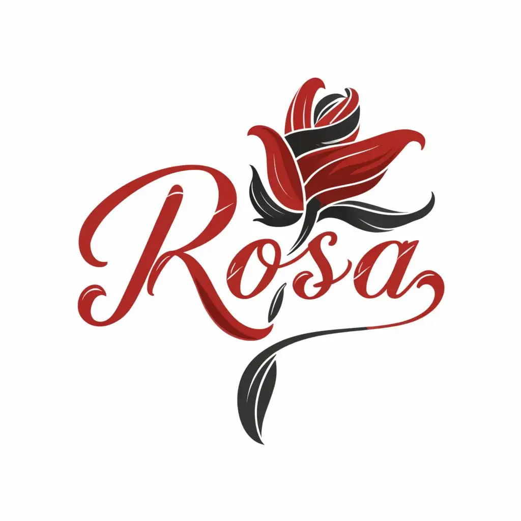 LOGO-Design-For-Rosa-Elegant-Rose-Symbol-with-Red-White-and-Black-Petals