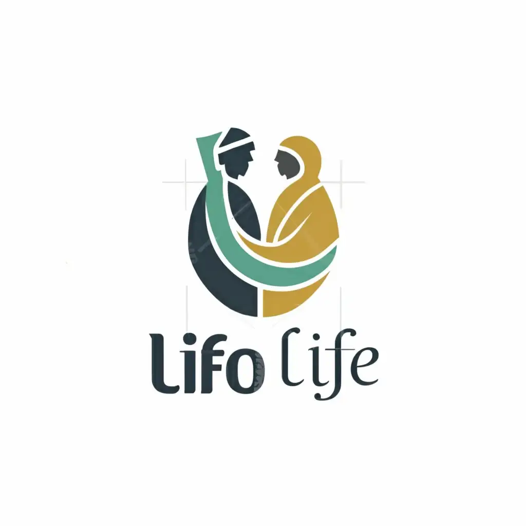a logo design,with the text "Lifo Life", main symbol:Islamic girl and boy with no face,Moderate,be used in Religious industry,clear background