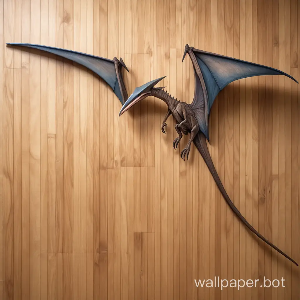 Pteranodon-Sculpted-in-Wood-on-Wall