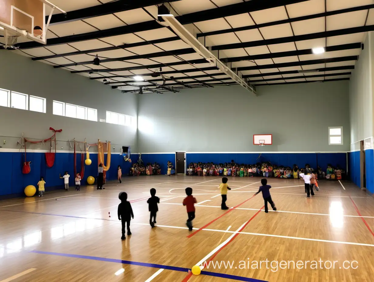 childrens plays in school gym area