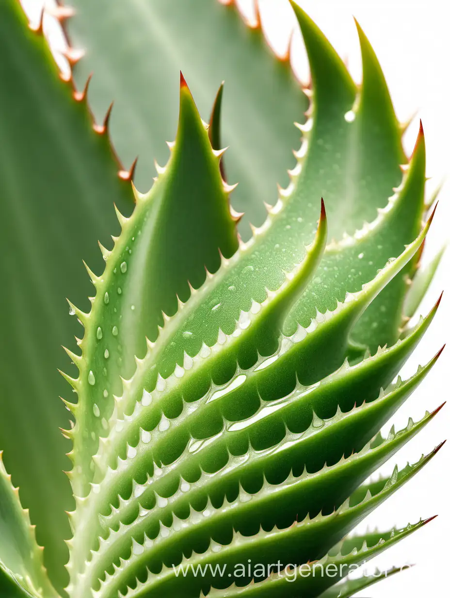 Aloe vera extreme close-up leaf on white background