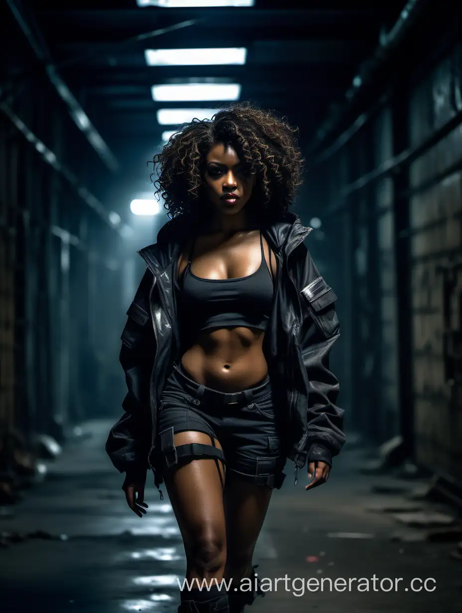 Cyberpunk-Fashion-Striking-Black-Woman-in-Dystopian-Ambiance