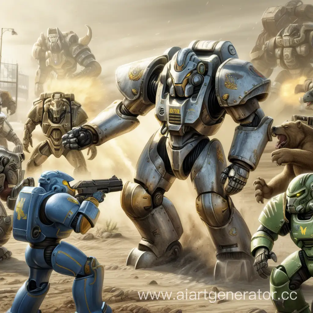 Power-Armor-vs-Anthropomorphic-Animals-Battle-Scene