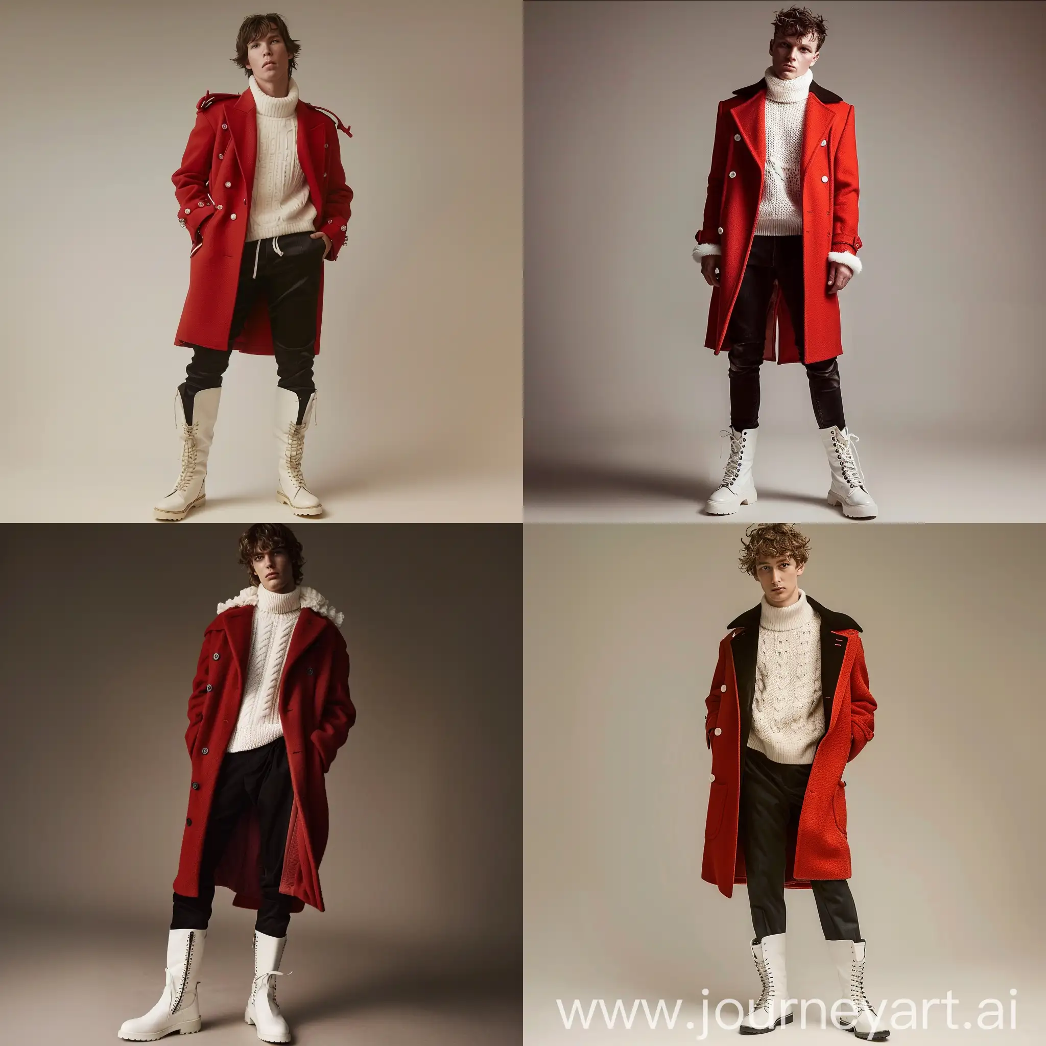 Fashionable-Young-Man-in-Red-Coat-and-White-Boots