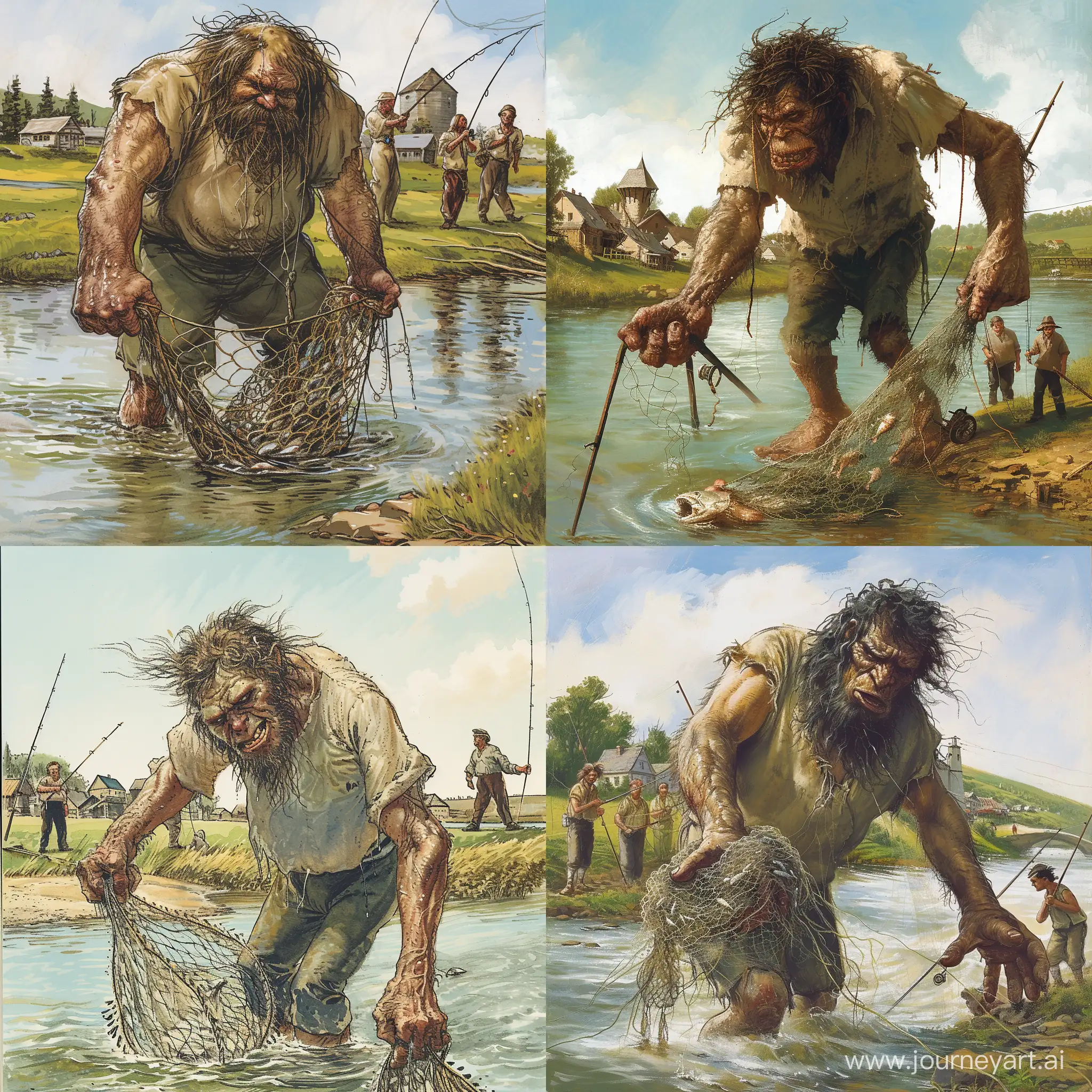 Giant-Fisherman-Hauling-a-Bounty-from-the-River