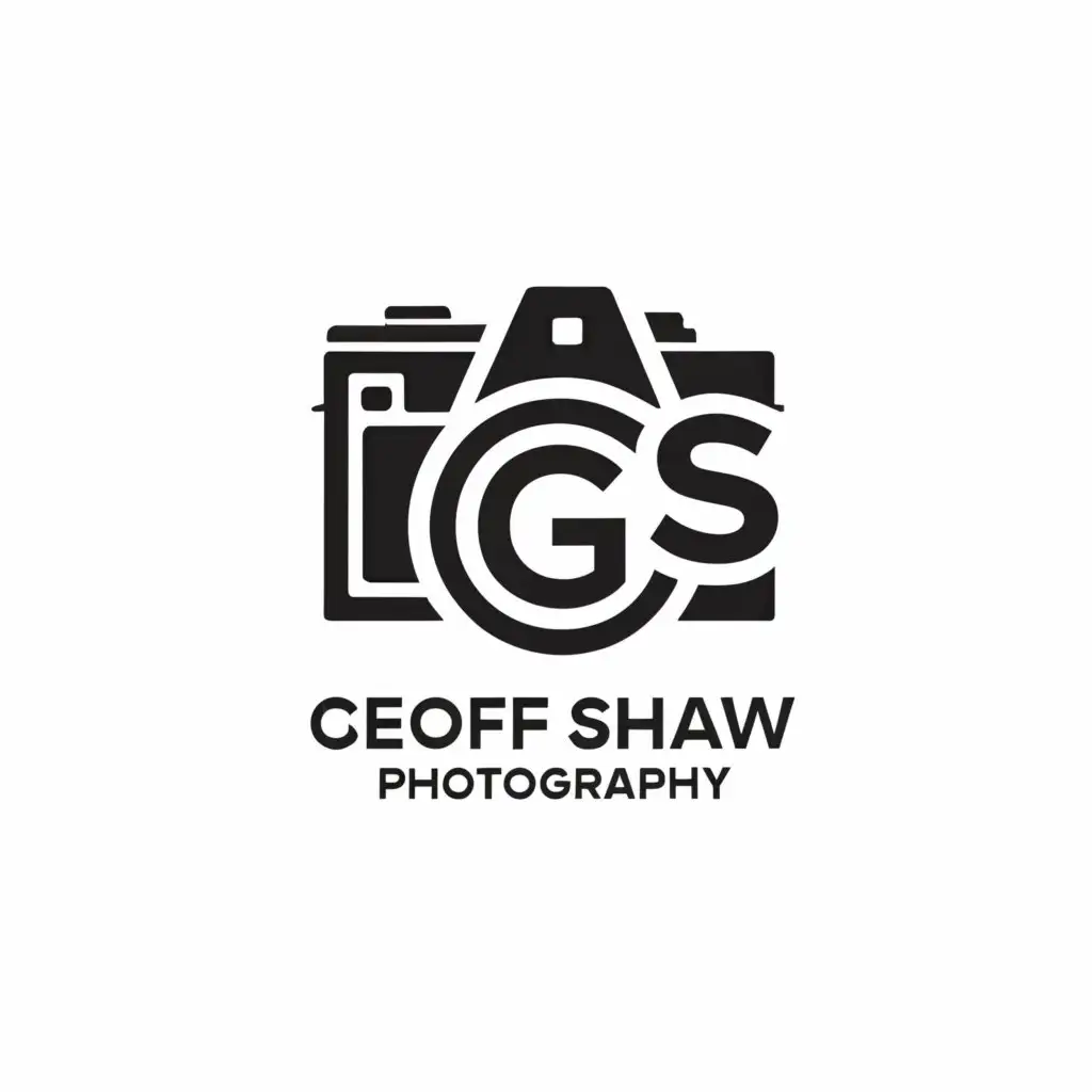 a logo design,with the text 'Geoff Shaw Photography', main symbol:camera aperture ring icon with GS,Minimalistic,clear background