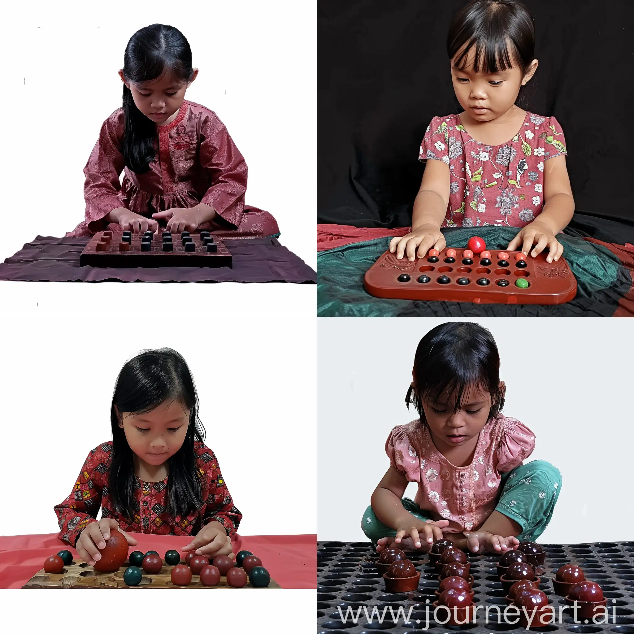 cute malay girl plaing a congkak game --sref  https://i.ibb.co/VBVPhmh/stock-photo-asian-baby-girl-playing-a-traditional-board-game-called-congkak-2333420473-removebg-prev.png