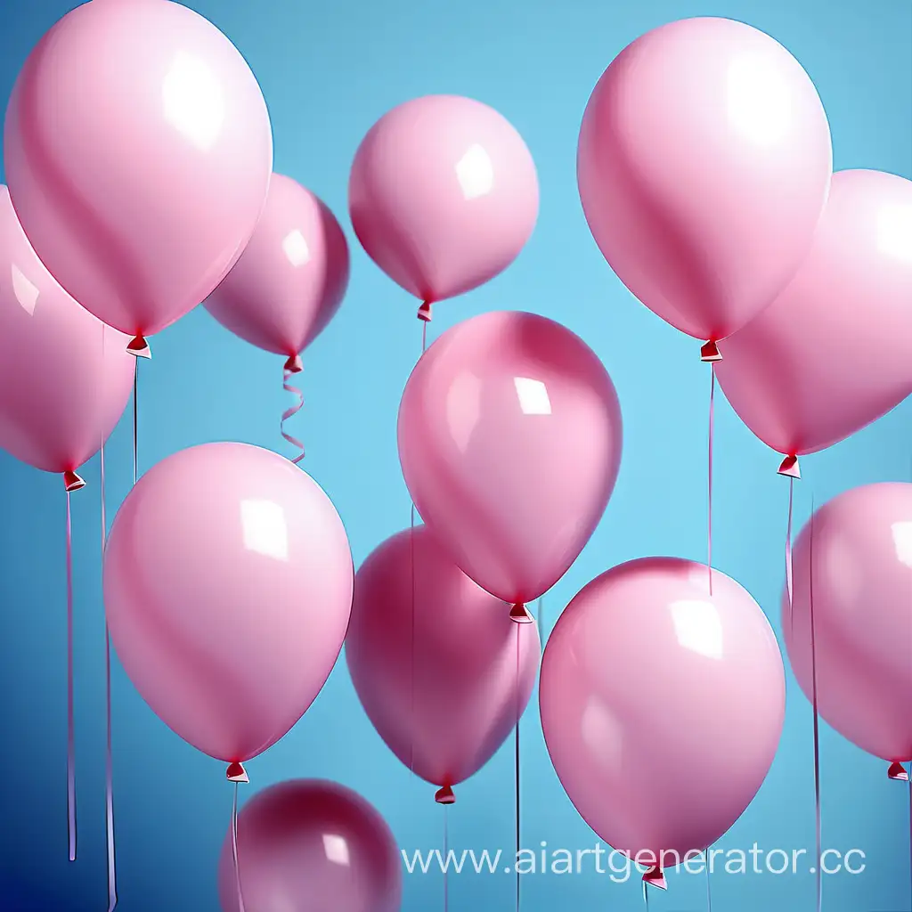 Elegant-Pink-Balloons-Floating-Against-a-Serene-Blue-Sky