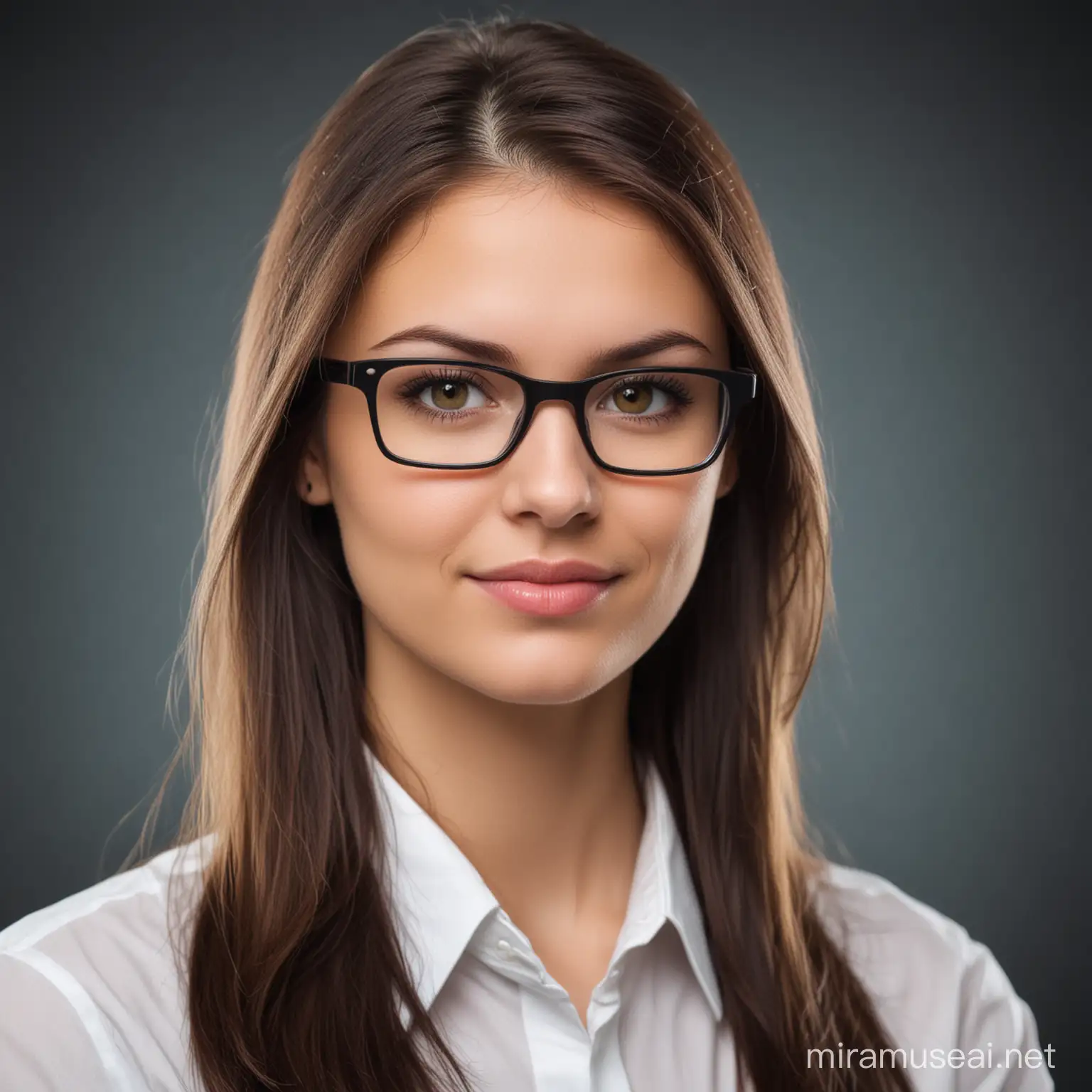 Professional Computer Software Engineer Young Lady in Glasses and Formal Attire