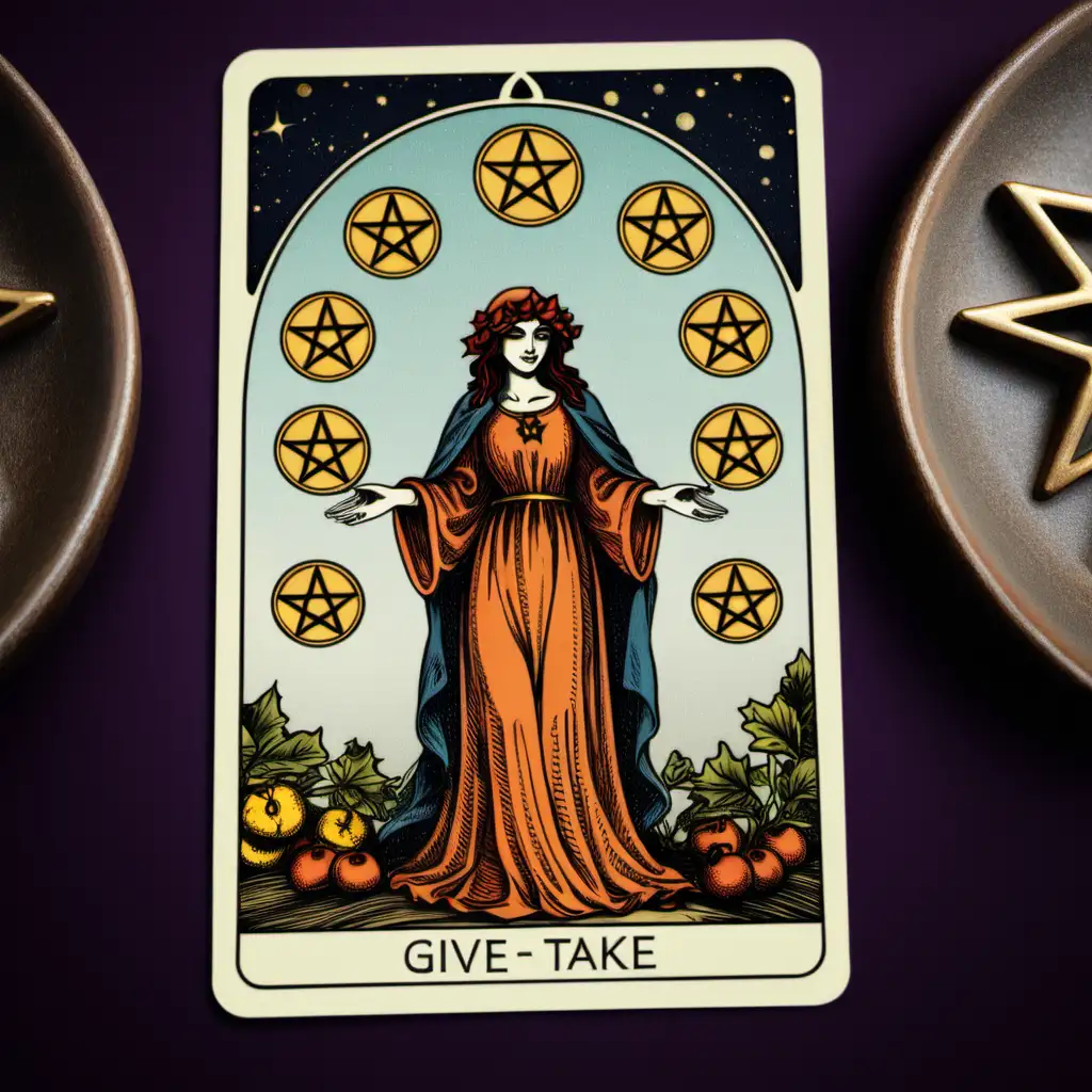 the concept of give and take 6 pentacles card tarot