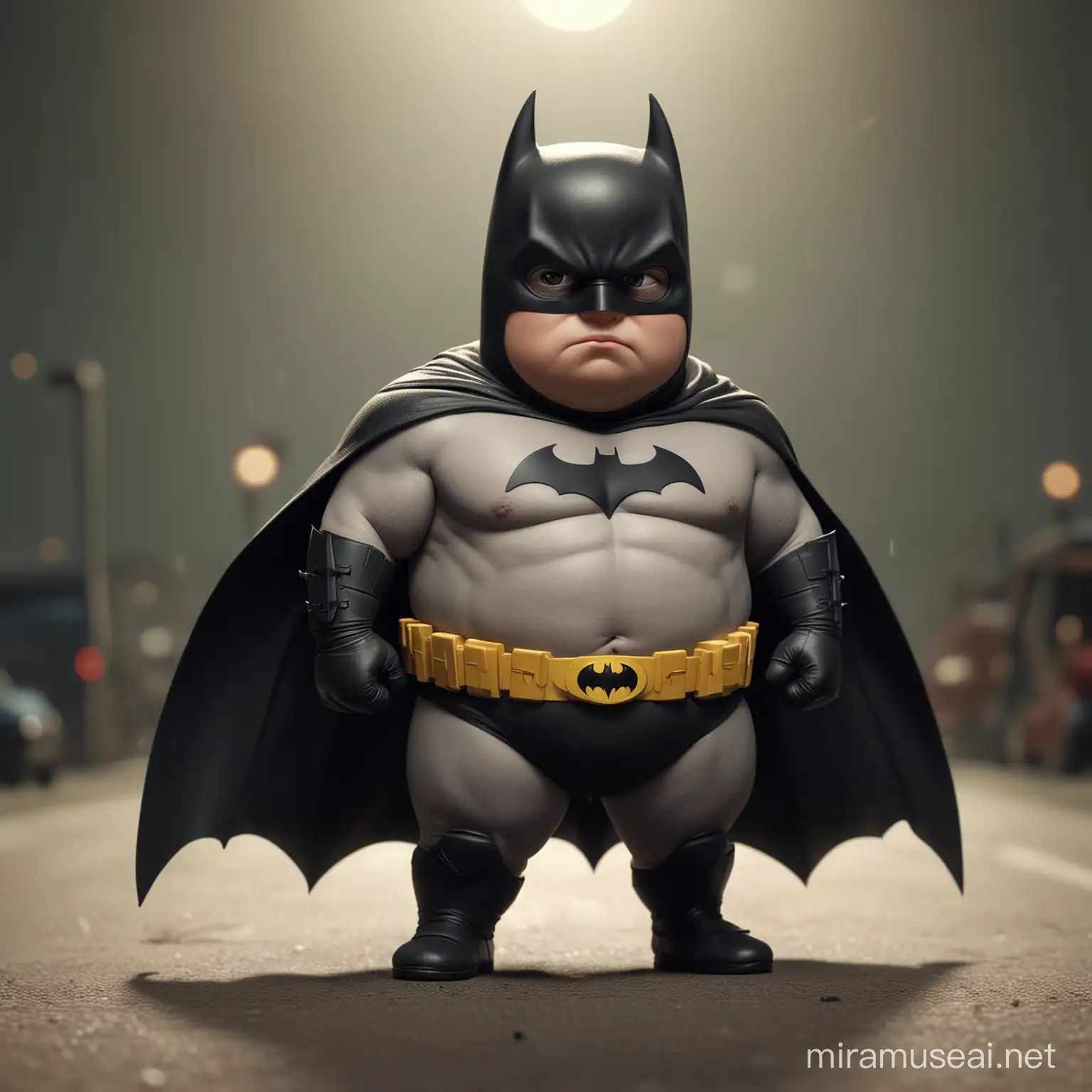 Adorable Little Batman with Chubby Cheeks and Cute Costume
