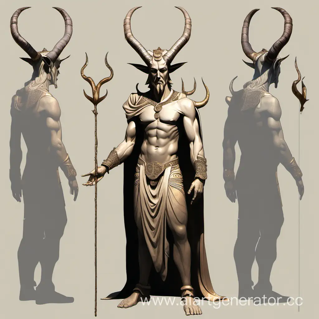 Horned-Male-Deity-of-Wisdom-in-Full-Body-Pose