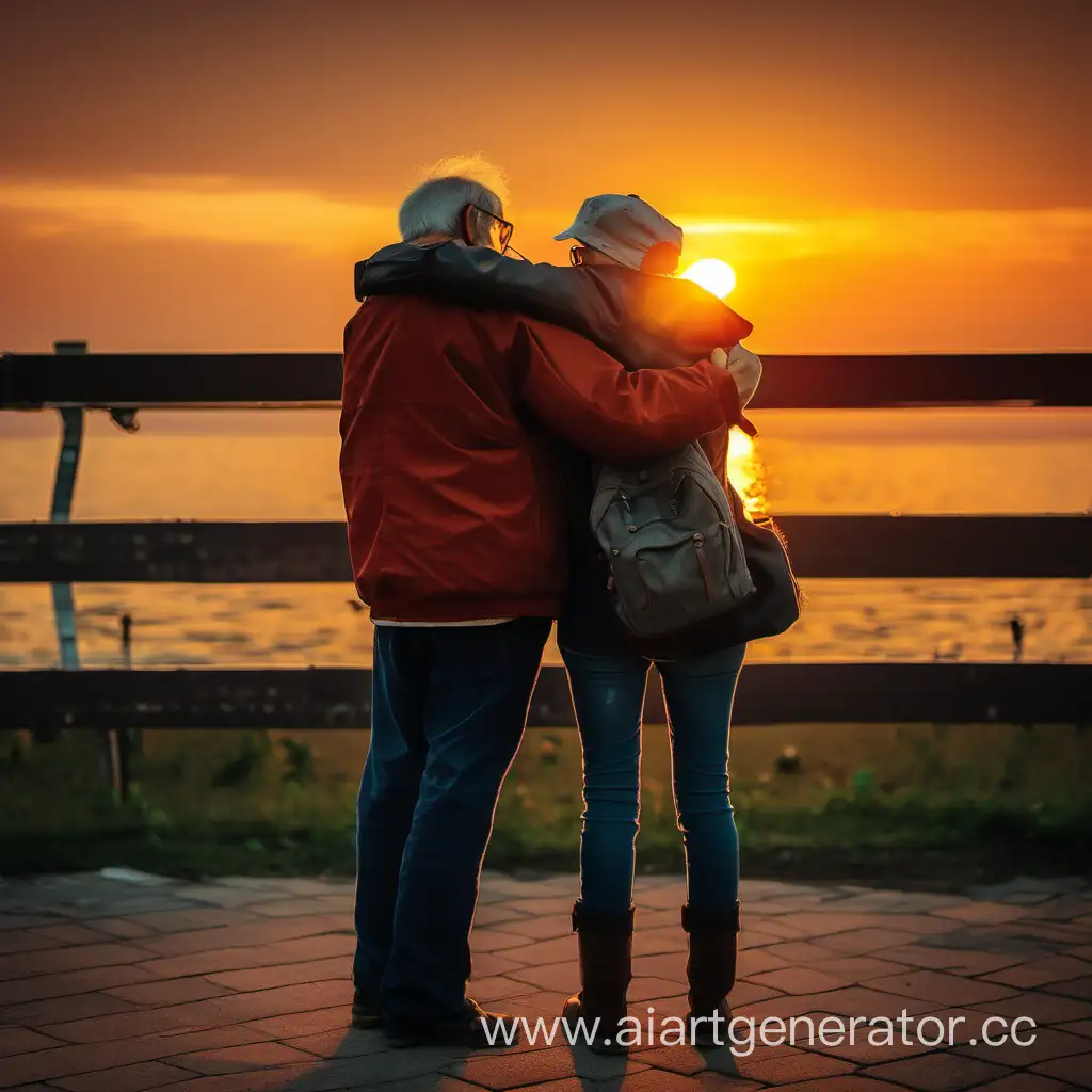Elderly-Couple-Embracing-in-Warm-Sunset-Moment