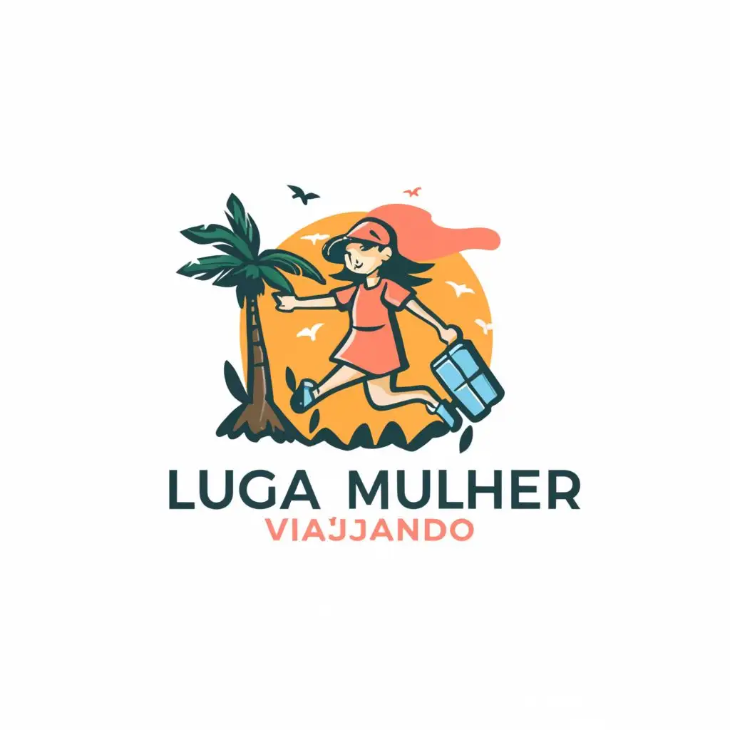 a logo design,with the text "place woman traveling", main symbol:girls travelling "lugar mulher vianjando" light and fun is good,Moderate,be used in Travel industry,clear background