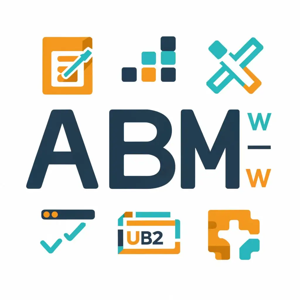 a logo design,with the text "ABM", main symbol:plus and minus ,accounting, calculator,complex,clear background