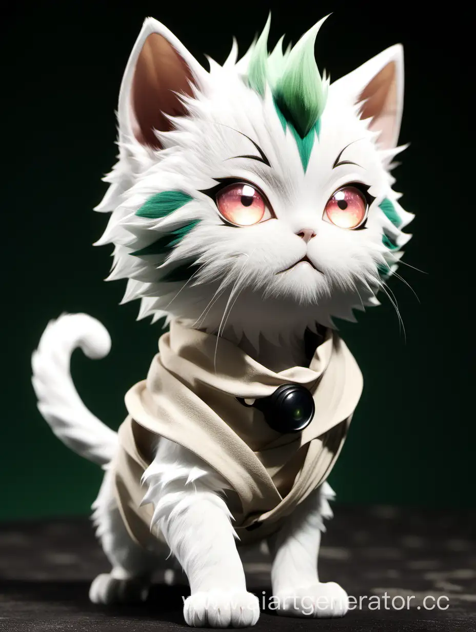 Милый котик в образе персонажа Сэнку Исигами из аниме Доктор Стоун