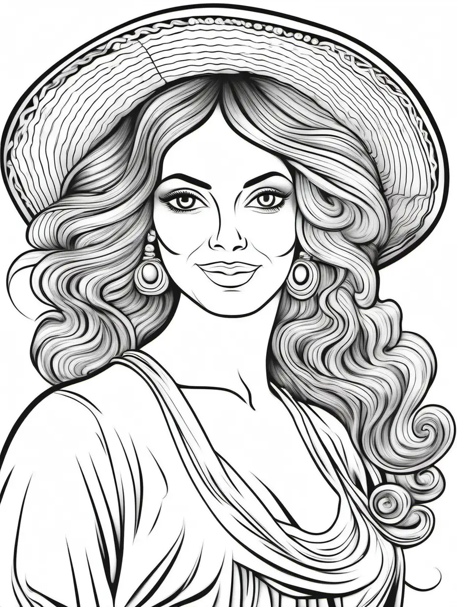 Charming Italian Woman Coloring Page for Relaxation
