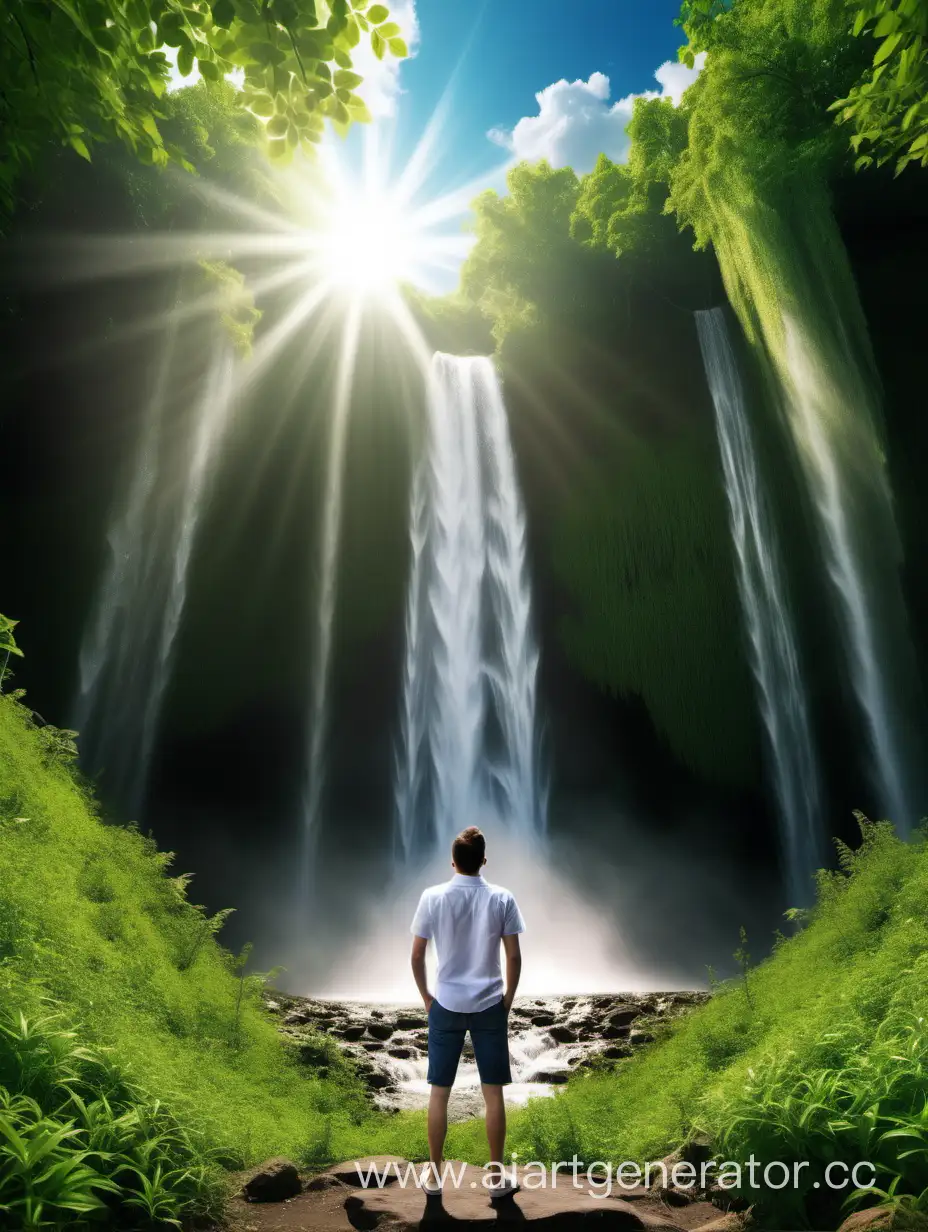 Serene-Man-Contemplating-Nature-at-Waterfall-Oasis