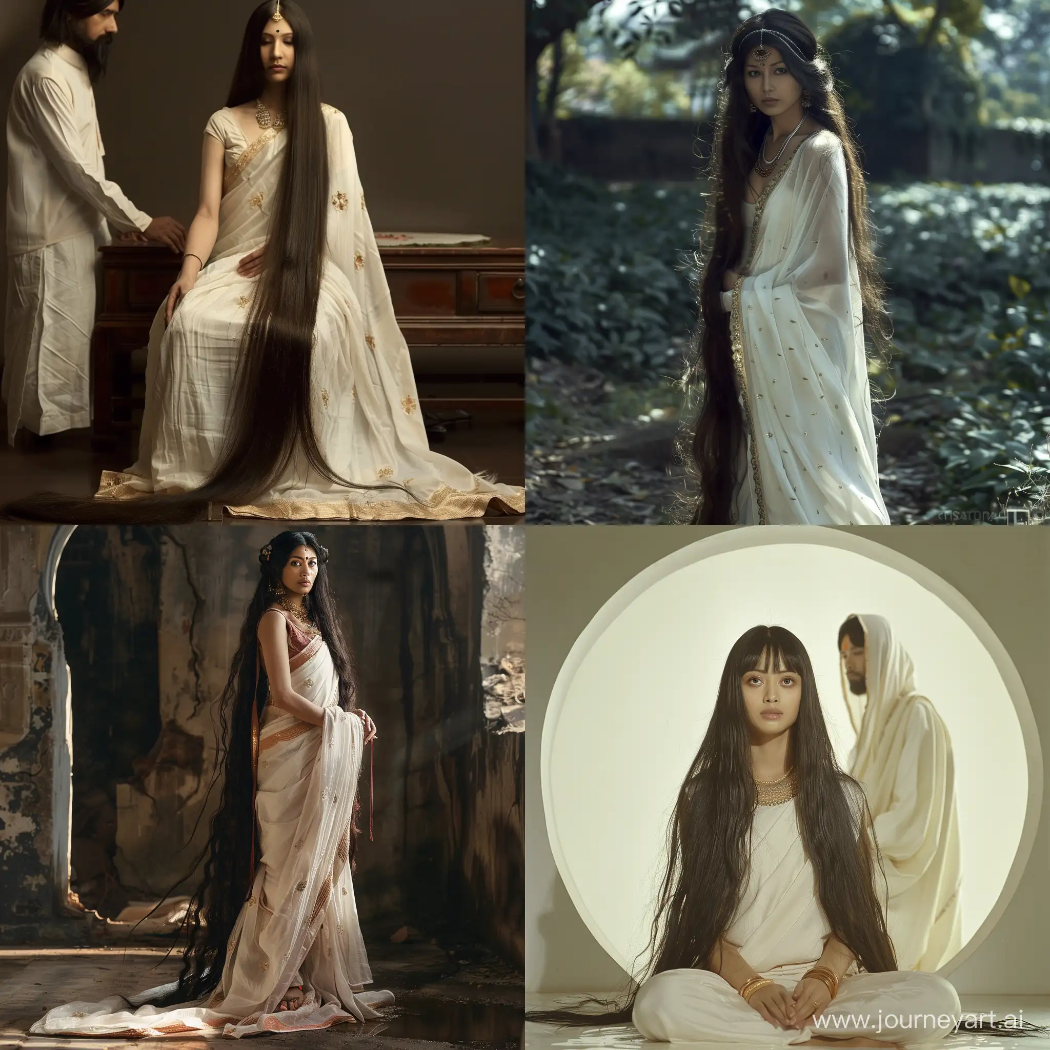 Indian-Wizard-Manipulating-Hong-Kong-LongHaired-Beauty-in-Elegant-Saree