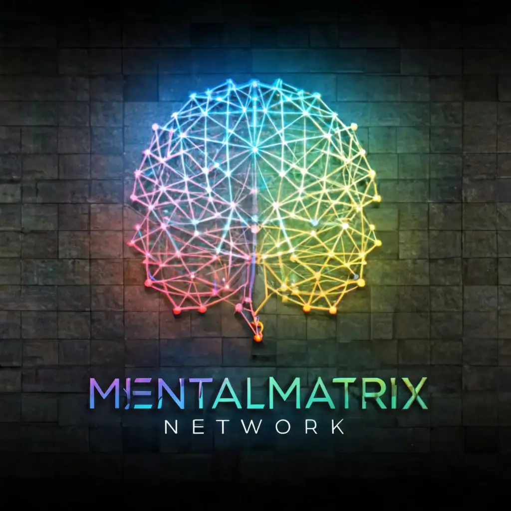 a logo design,with the text "Create a compelling 4K High definition, 3d, holographic hologram logo for "MentalMatrix Network," a YouTube channel dedicated to exploring the captivating world of psychology. The logo should embody the channel's core mission of delving into the intricacies of the human mind and fostering engaging discussions about thoughts, feelings, and behavior.

Consider integrating elements such as a brain or neural pathways to symbolize the exploration of the mind. Infuse the design with vibrant colors and dynamic shapes to evoke energy and excitement. Ensure that the logo is visually captivating and memorable, capable of capturing the attention of viewers in 3D 4K high definition.

Take into account the diverse audience of the channel, catering to both newcomers and psychology enthusiasts. The logo should convey a sense of inclusivity, welcoming individuals from all backgrounds to join in the journey of discovery and learning.

Submit your design with confidence, understanding that it will serve as the emblem of MentalMatrix Network, guiding viewers on their quest to unlock the mysteries of the human mind.", main symbol:Mental, Mind, Matrix, Network, TV,complex,clear background