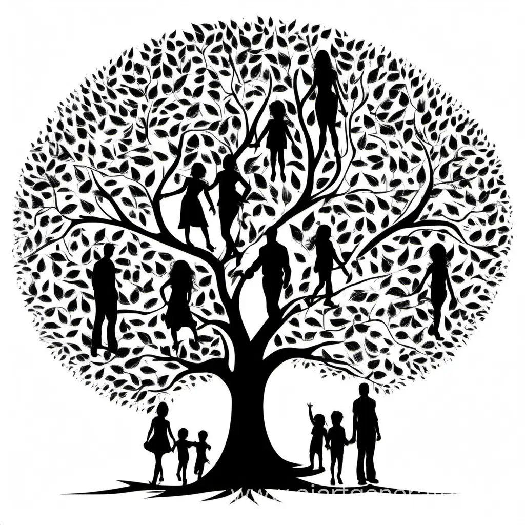 Silhouette-Family-Tree-on-White-Background