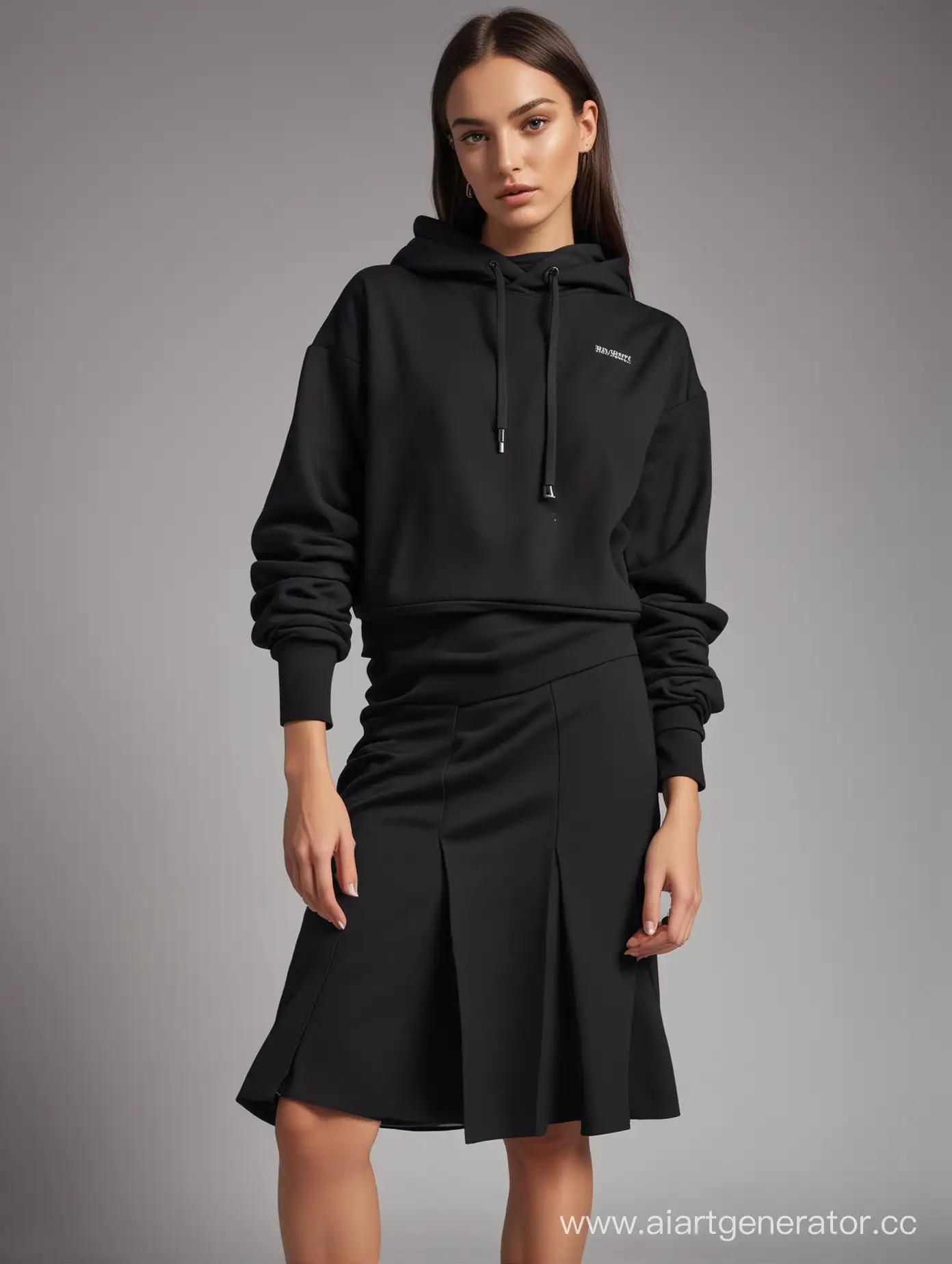 Elegant-Womens-Black-Designer-Suit-with-Midi-Skirt-and-Hoodie