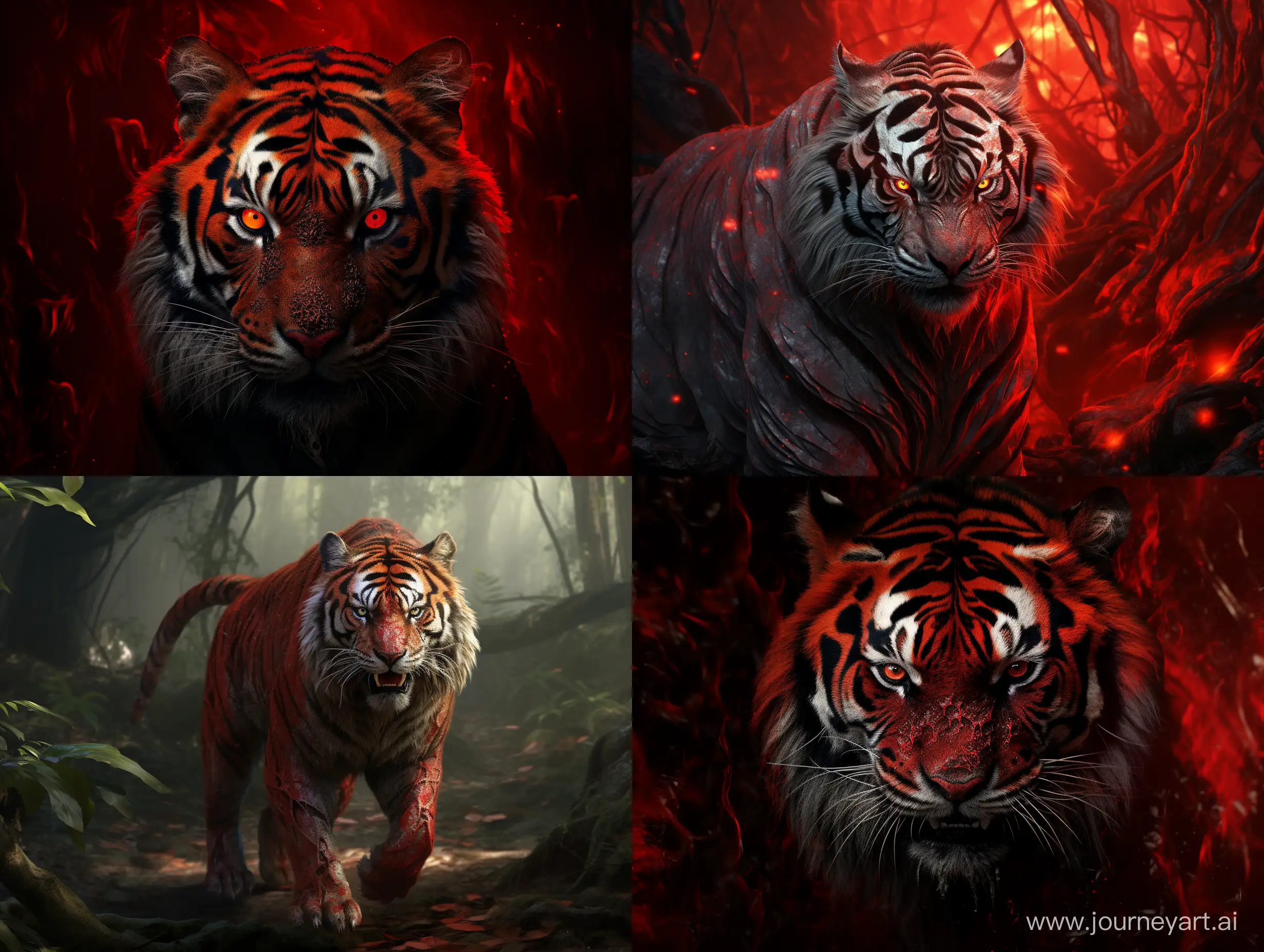 Powerful-Wild-Tiger-in-Red-Metallic-Setting