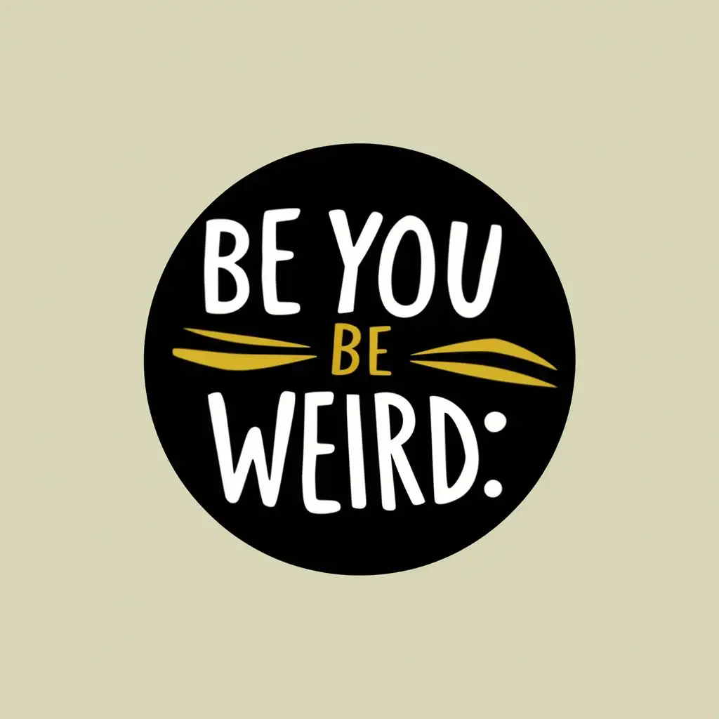 logo, circle, with the text "you be weird", typography