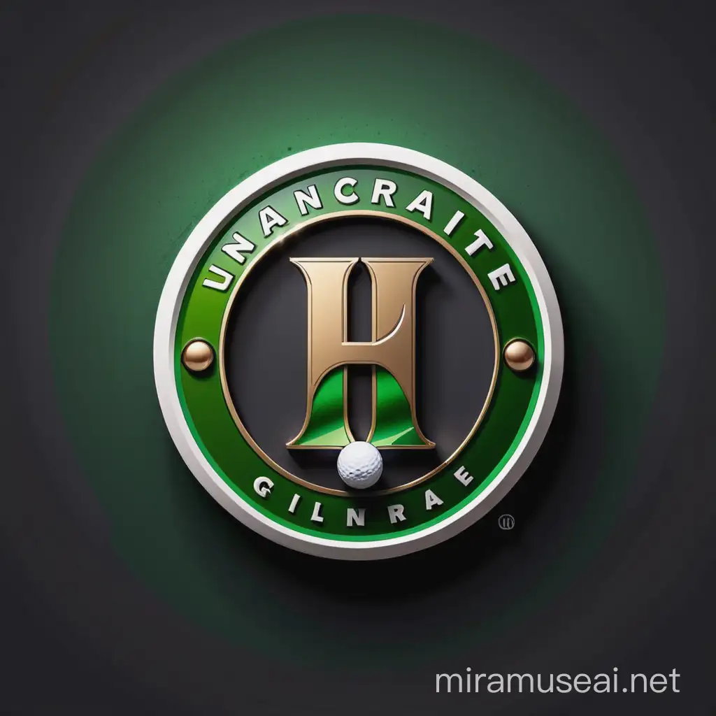 Realistic Circular INSANITEE Golf Logo with Cityscape and Golf Tee