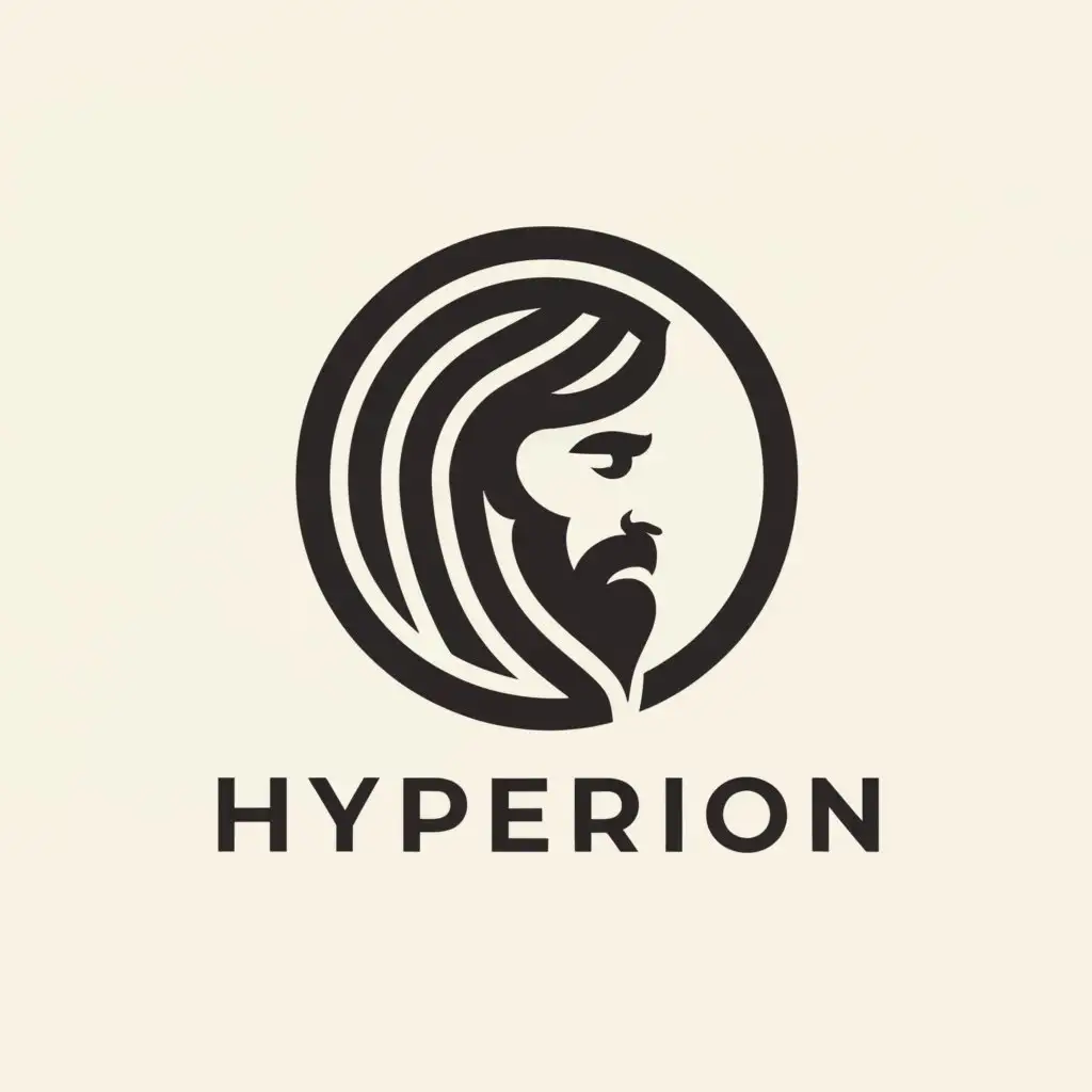 a logo design,with the text 'Hyperion', main symbol:Greek God Zeus face in icon style with hair and beard in circle, side profile of face, very minimal style,Minimalistic,be used in Technology industry,clear background