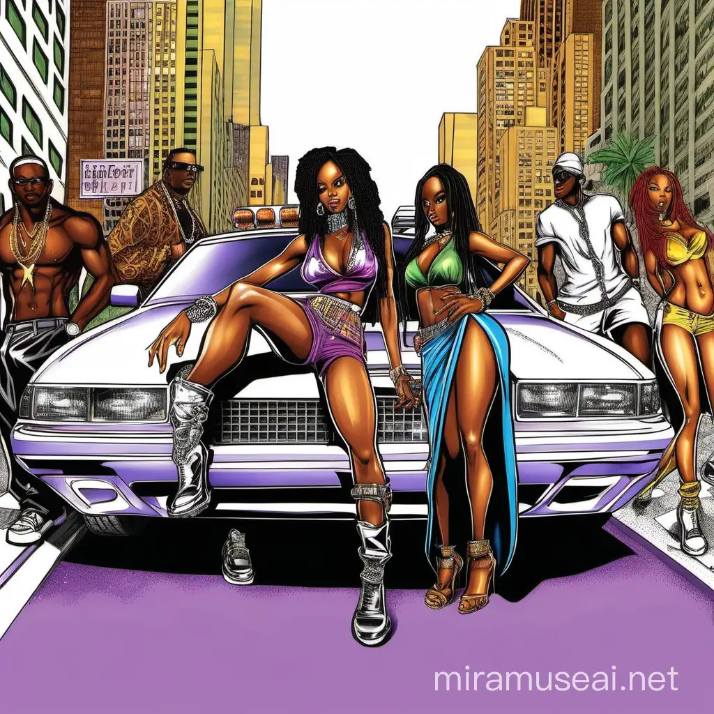 Urban Street Racing Flashy Thugs and Fabulous Cars in a Vibrant Cityscape
