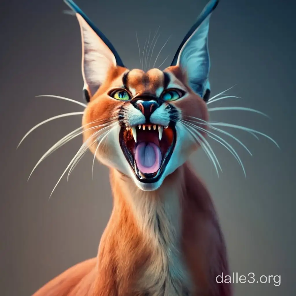 Caracal furry muscular male gigachad screaming