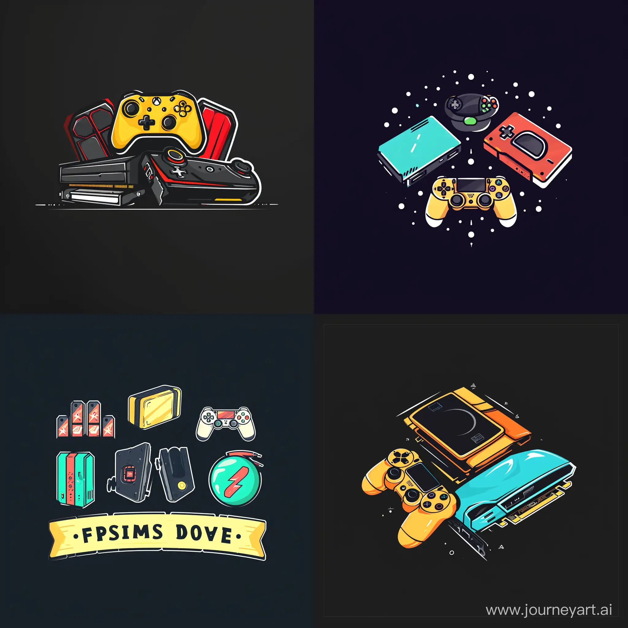 Магазин электроники, видеокарт, игровых консолей и видеоигр, минималистичный стиль , нарисуй логотип